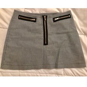 Reformation Houndstooth Zip Front Mini Skirt